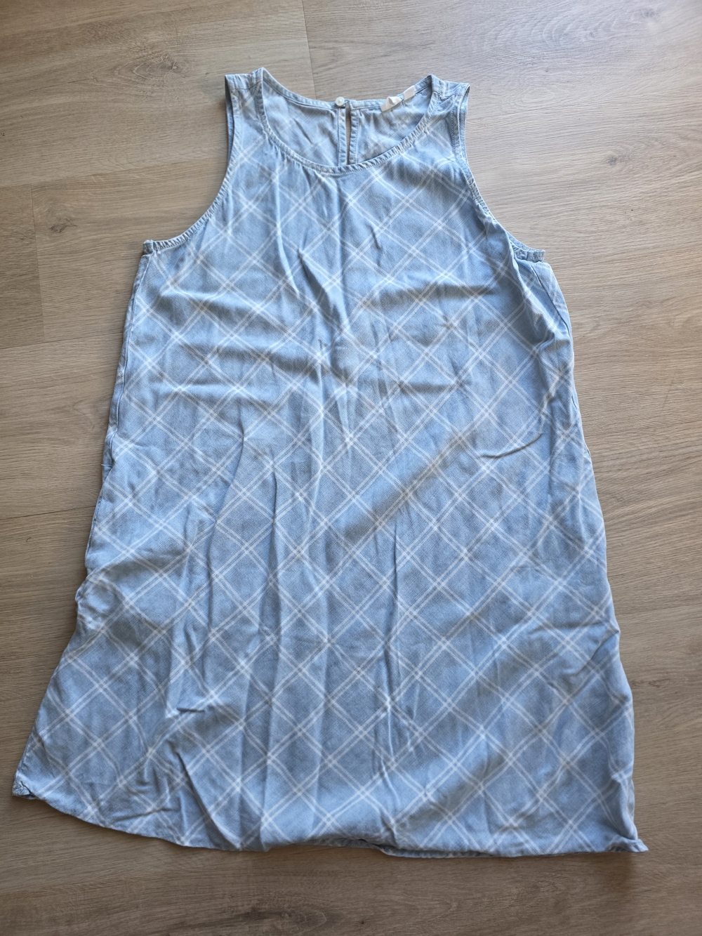 GAP Light Blue & White Plaid Chambery Sleeveless Shift Dress